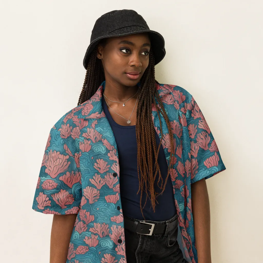 Pink Reef on Button Shirt — Right Front