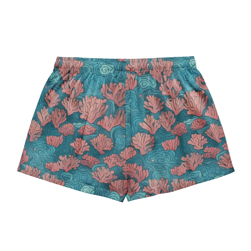 Pink Reef on Women's Pajama Shorts — Back