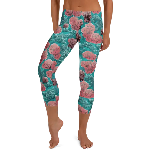 Aquatic Garden on a Capri Leggings