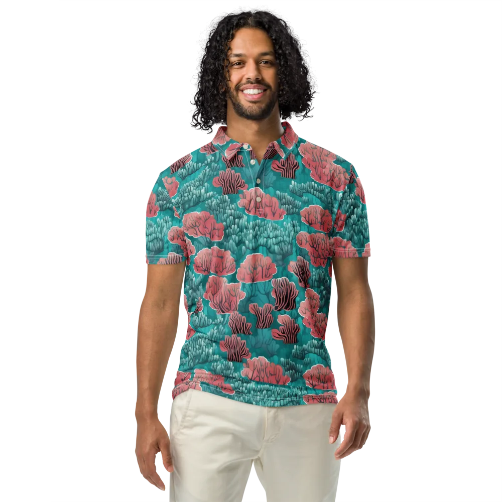 Aquatic Garden on Men's Slim Fit Polo Shirt — Front