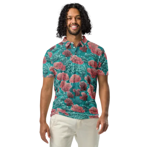 Aquatic Garden on a Men's Slim Fit Polo Shirt