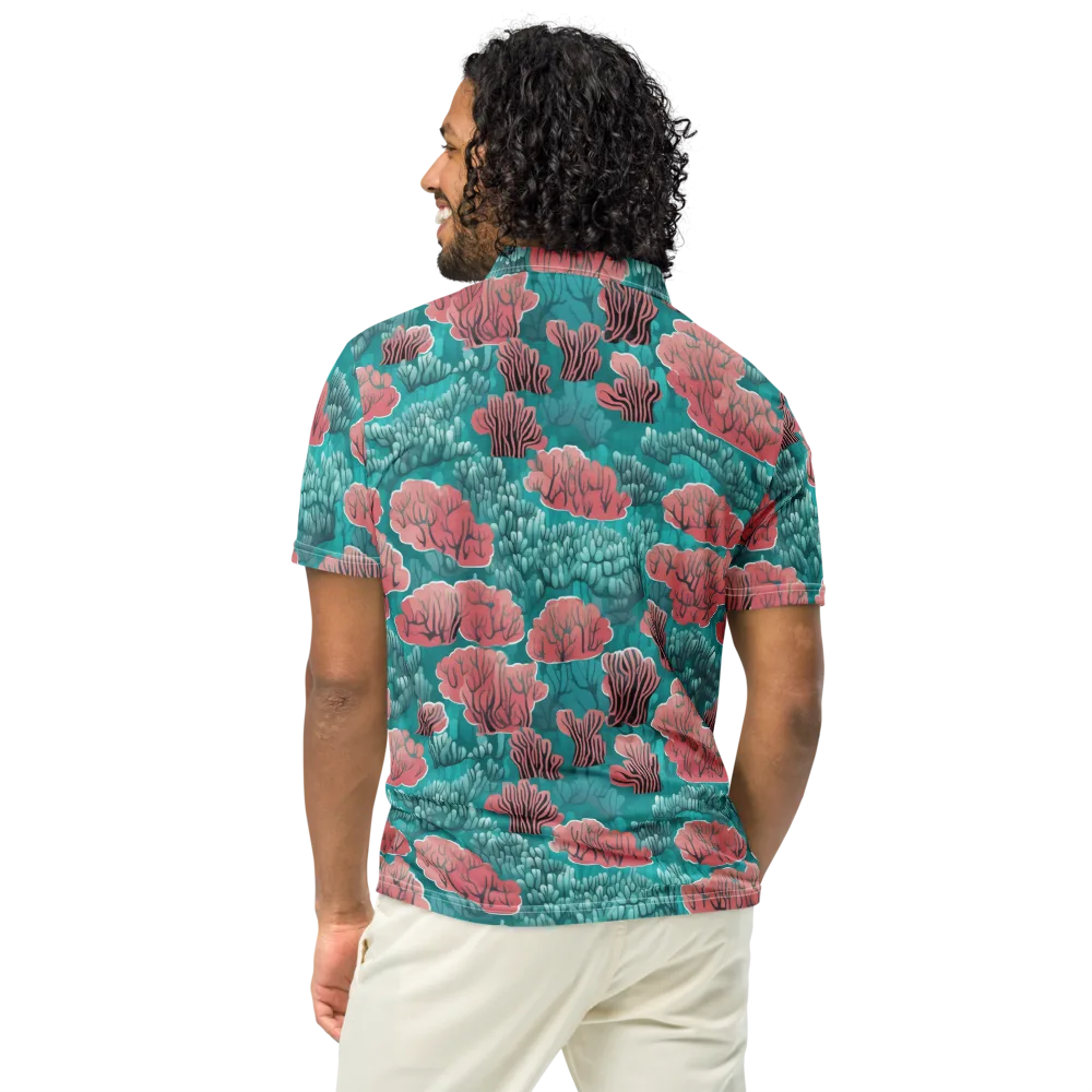 Aquatic Garden on Men's Slim Fit Polo Shirt — Back