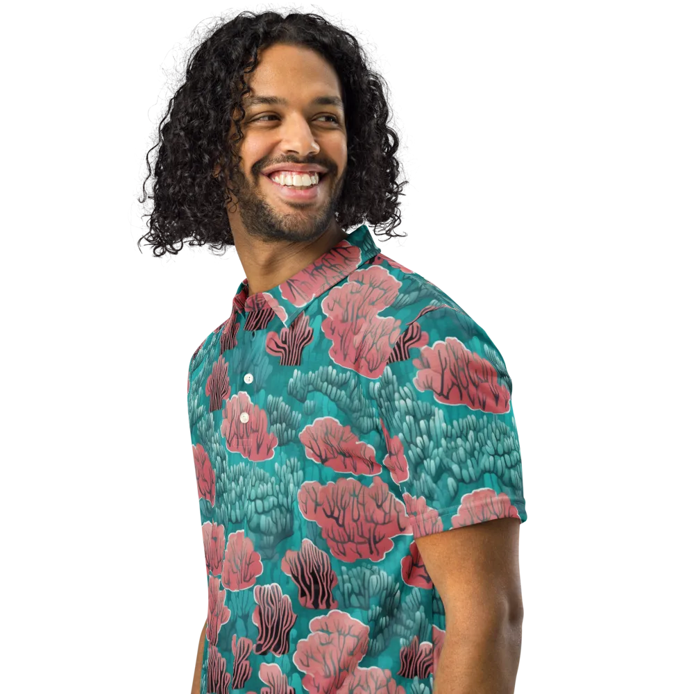 Aquatic Garden on Men's Slim Fit Polo Shirt — Left Front