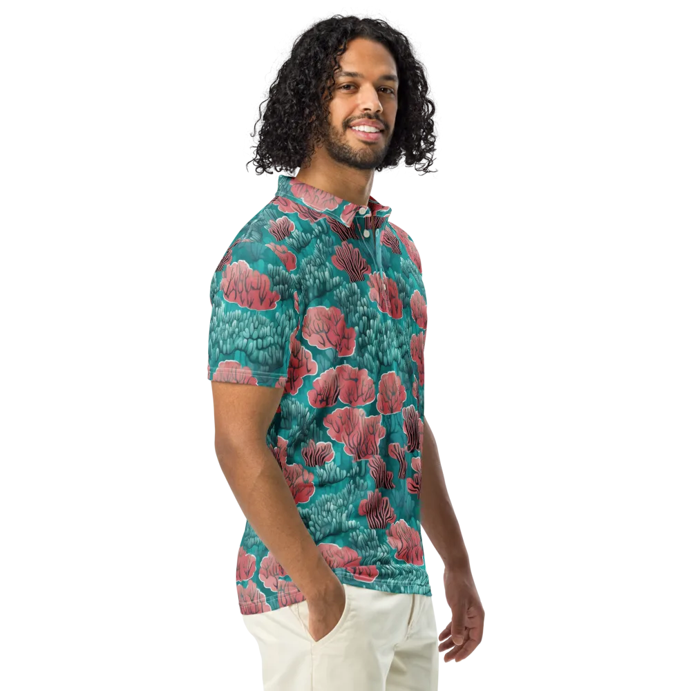 Aquatic Garden on Men's Slim Fit Polo Shirt — Right Front