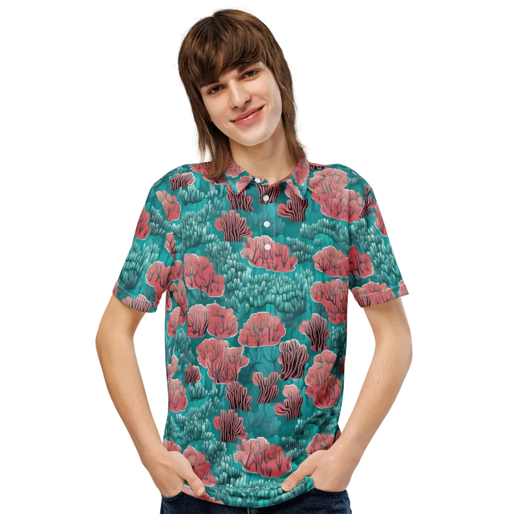 Aquatic Garden on Men's Slim Fit Polo Shirt — Front