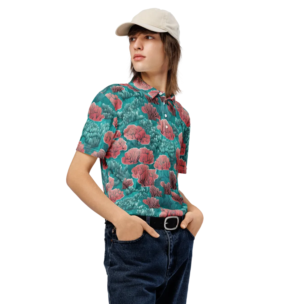 Aquatic Garden on Men's Slim Fit Polo Shirt — Right Front