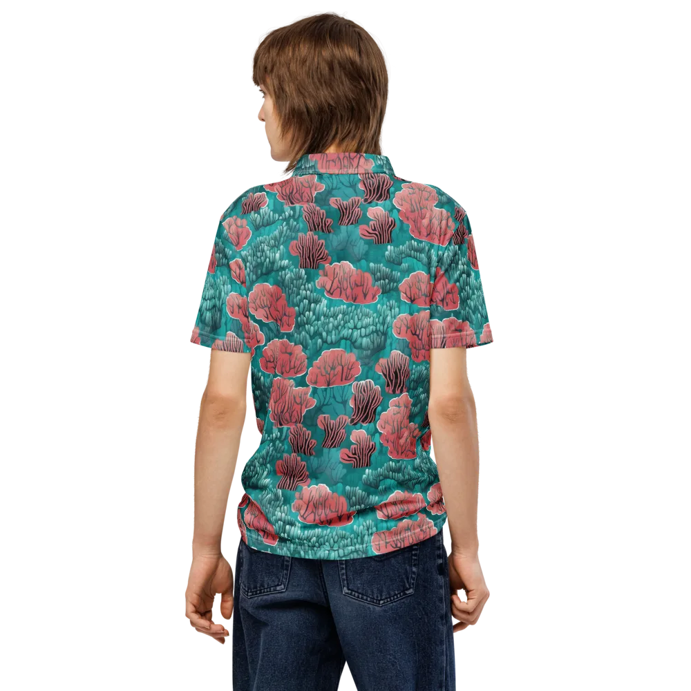 Aquatic Garden on Men's Slim Fit Polo Shirt — Back