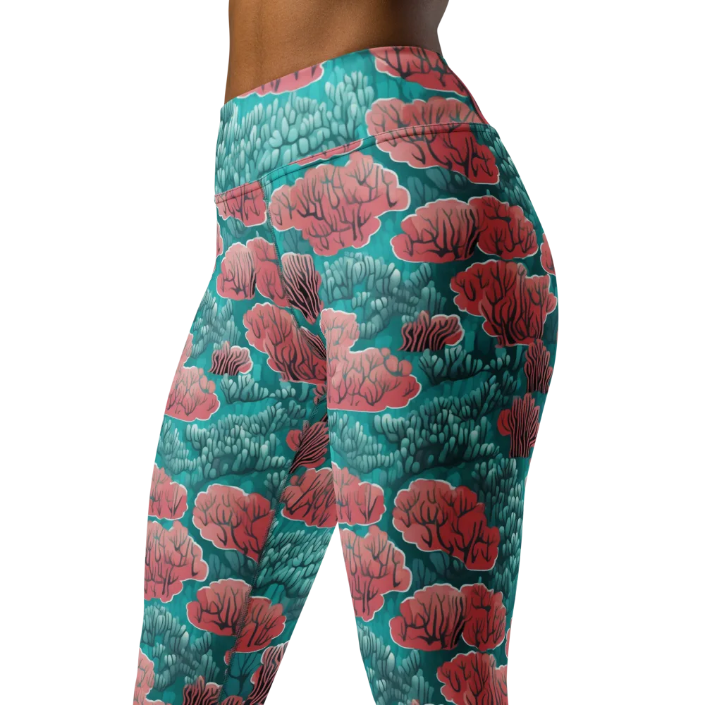 Aquatic Garden on Yoga Leggings — Left Front