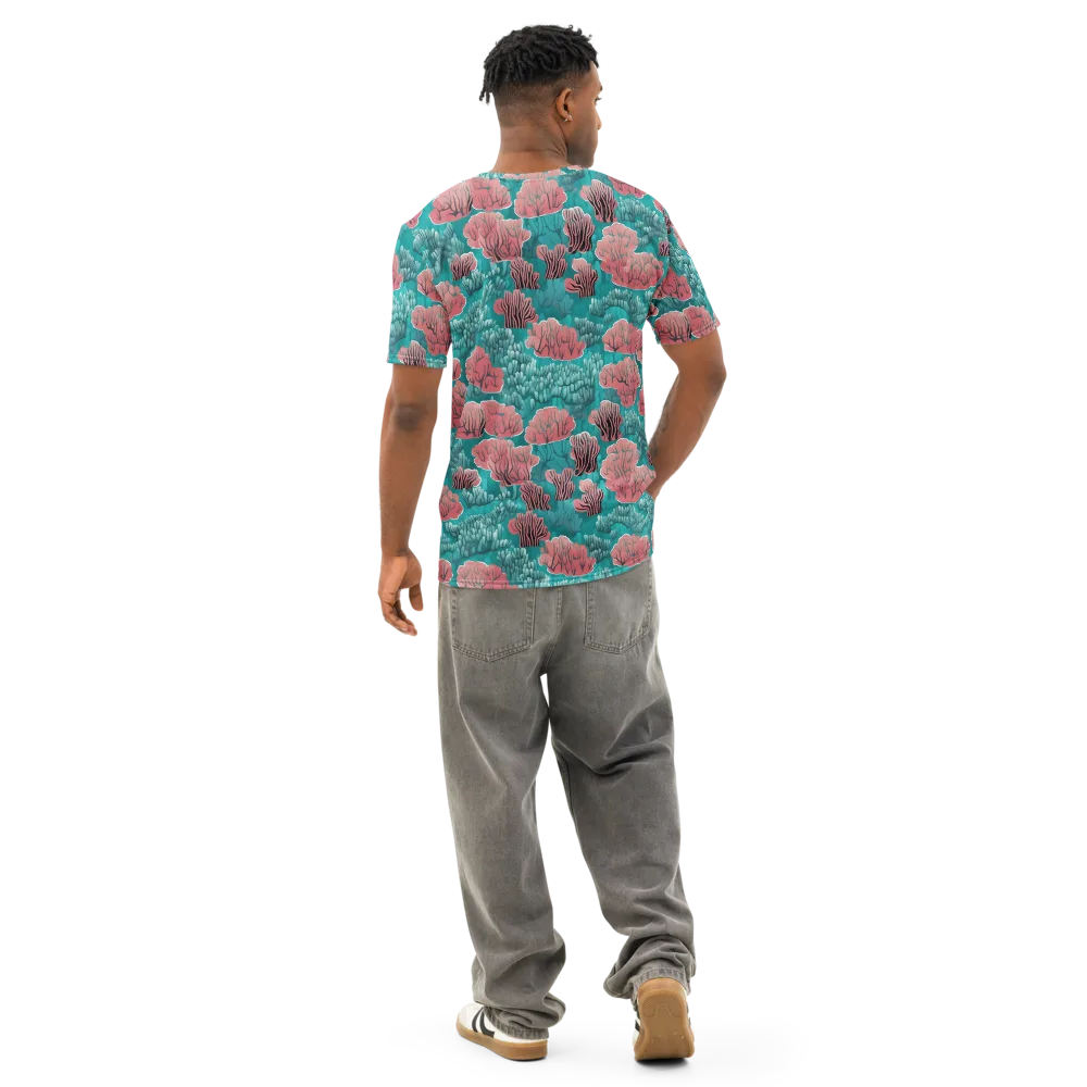 Aquatic Garden on Men's Cotton Crew Neck T-Shirt — Back