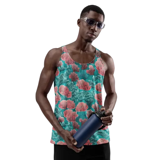 Aquatic Garden on a Men's Tank Top