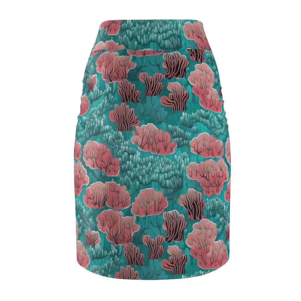 Aquatic Garden on Pencil Skirt — Back