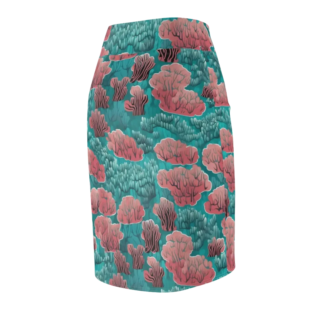 Aquatic Garden on Pencil Skirt — Back Side