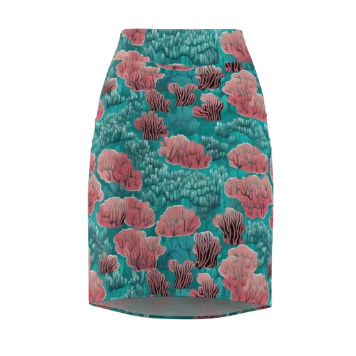 Aquatic Garden on a Pencil Skirt