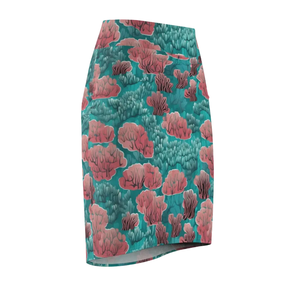 Aquatic Garden on Pencil Skirt — Front Side