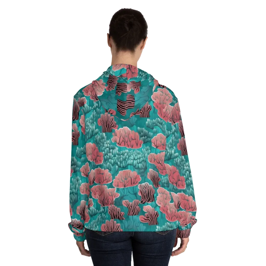 Aquatic Garden on Women's Full-Zip Hoodie — Back On Person