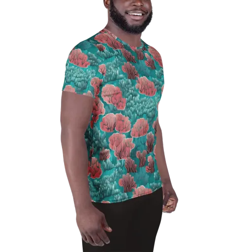 Aquatic Garden on a Men's Athletic T-Shirt