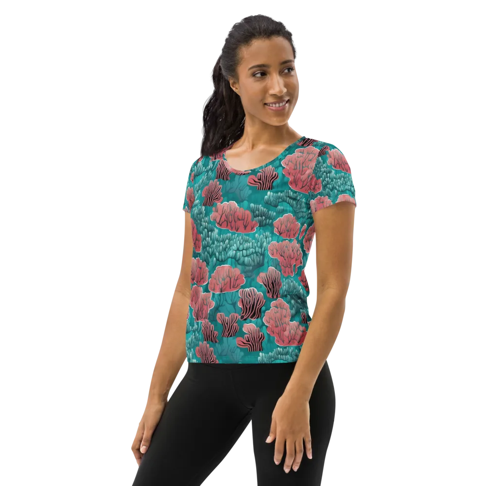 Aquatic Garden on Women's Athletic T-Shirt — Left
