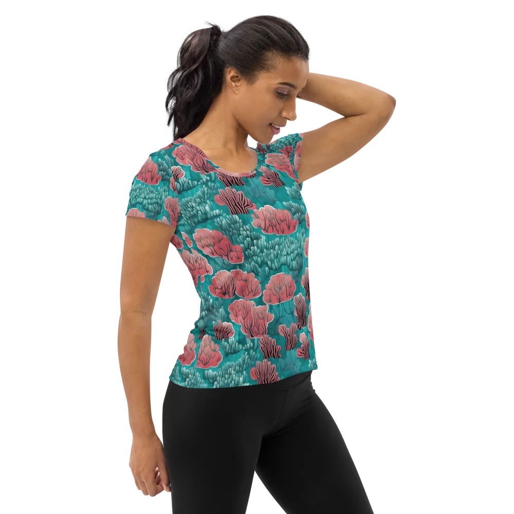 Aquatic Garden on Women's Athletic T-Shirt — Right