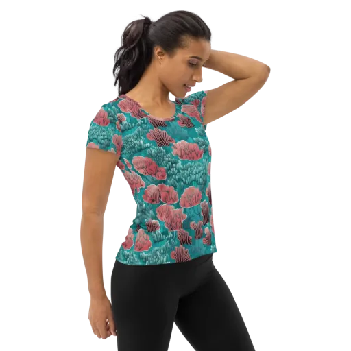 Aquatic Garden on a Women's Athletic T-Shirt