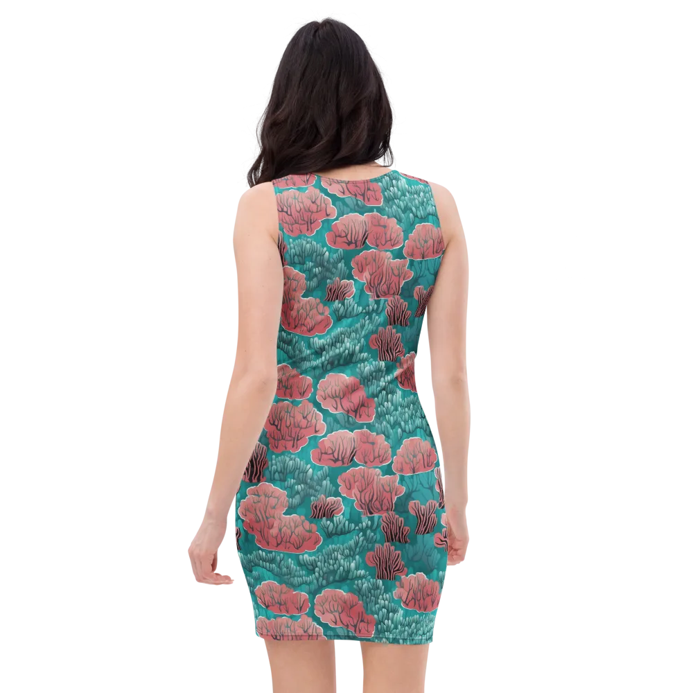 Aquatic Garden on Bodycon Dress — Back
