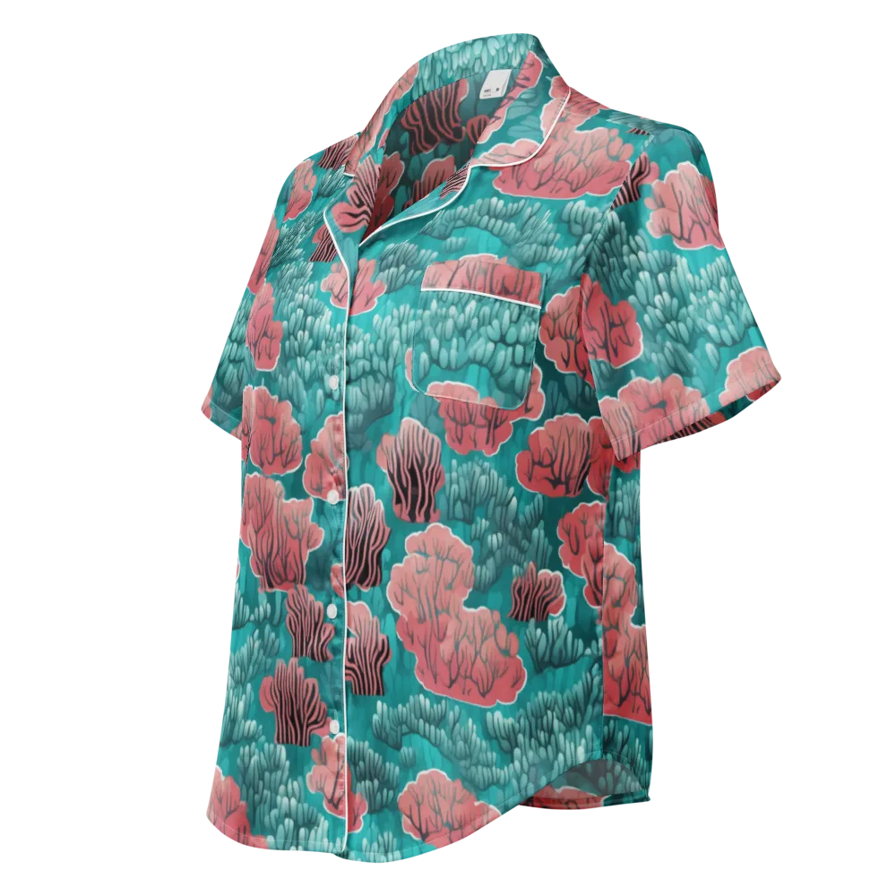 Aquatic Garden on Women's Short Sleeve Pajama Top — Left Front