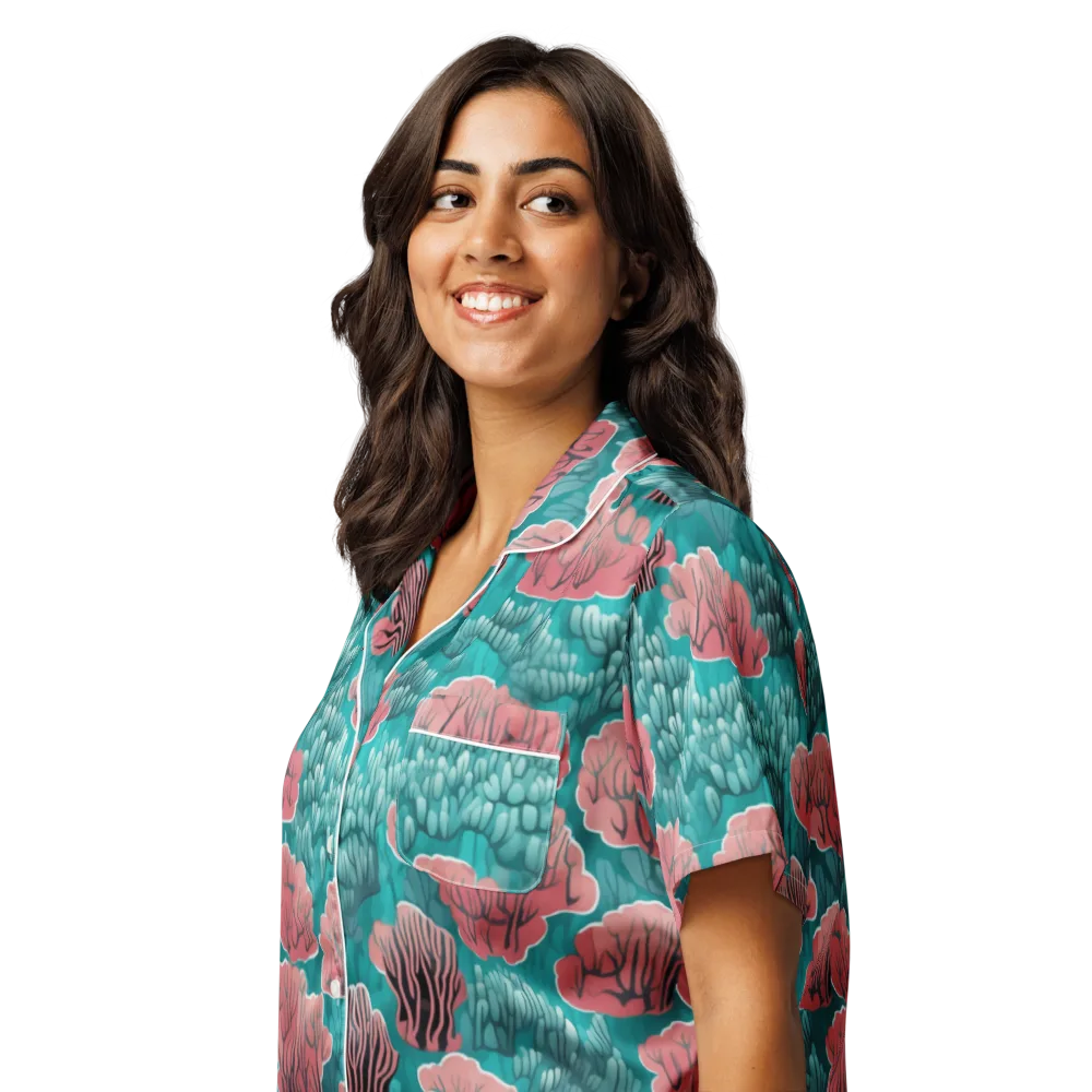 Aquatic Garden on Women's Short Sleeve Pajama Top — Left Front