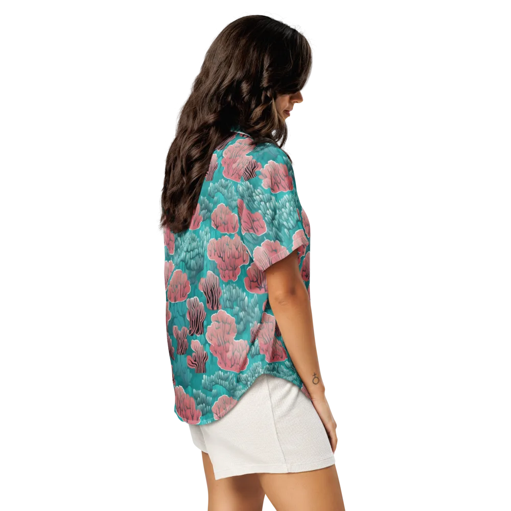 Aquatic Garden on Women's Short Sleeve Pajama Top — Right Back