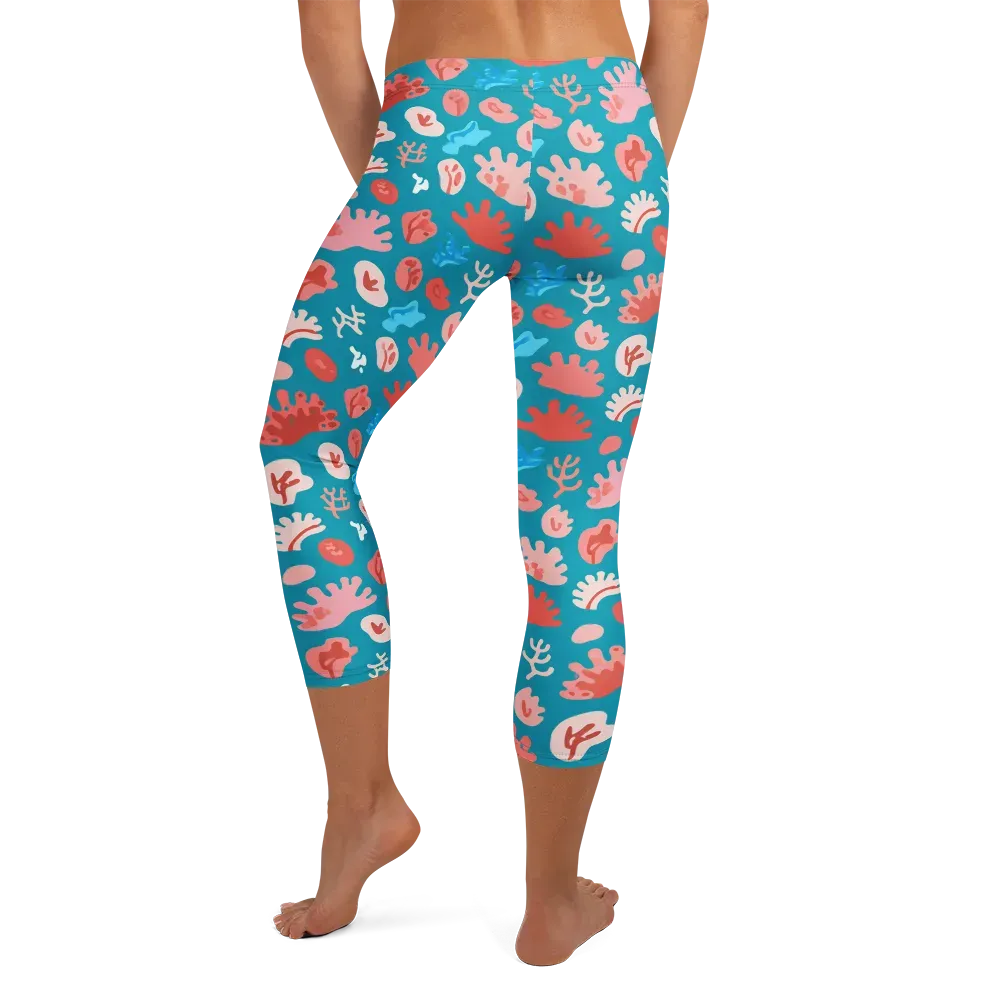 Teal Tidepool on Capri Leggings — Back