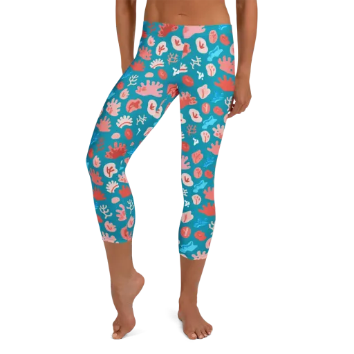 Teal Tidepool on a Capri Leggings