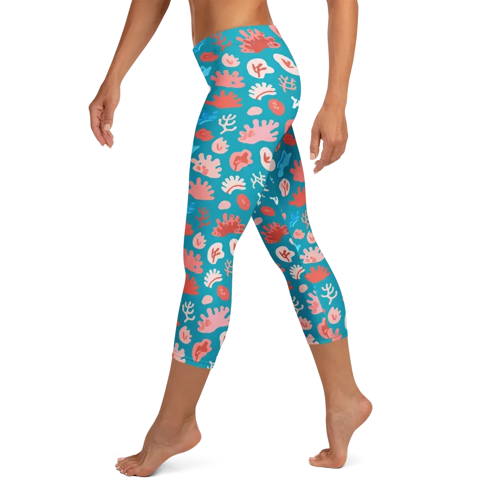 Teal Tidepool on Capri Leggings — Left