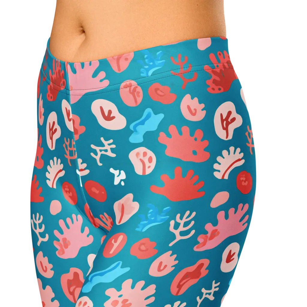 Teal Tidepool on Capri Leggings — Zoomed-in