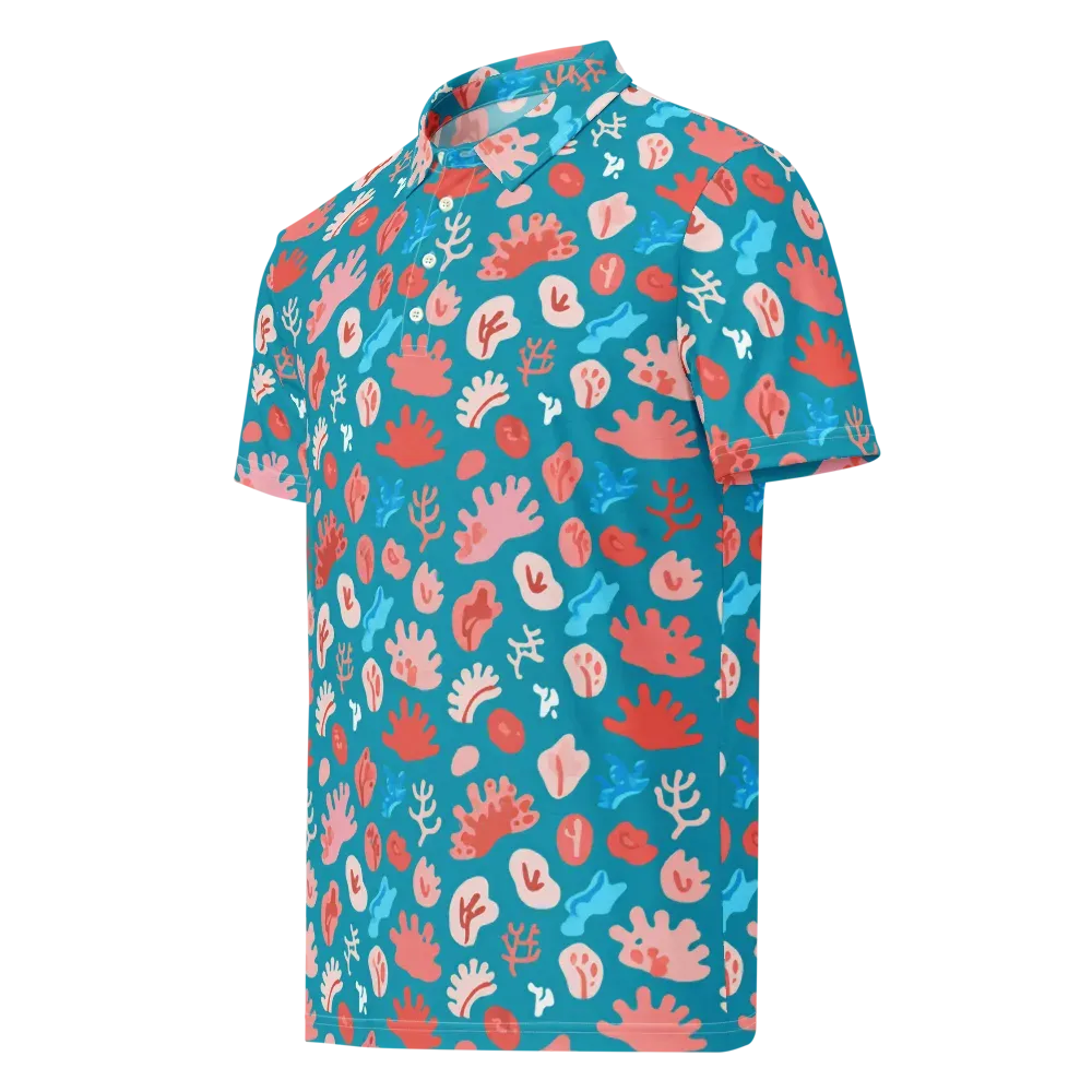 Teal Tidepool on Men's Slim Fit Polo Shirt — Left Front