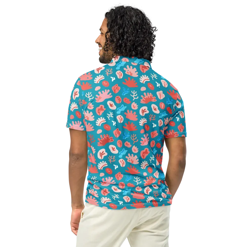 Teal Tidepool on Men's Slim Fit Polo Shirt — Back