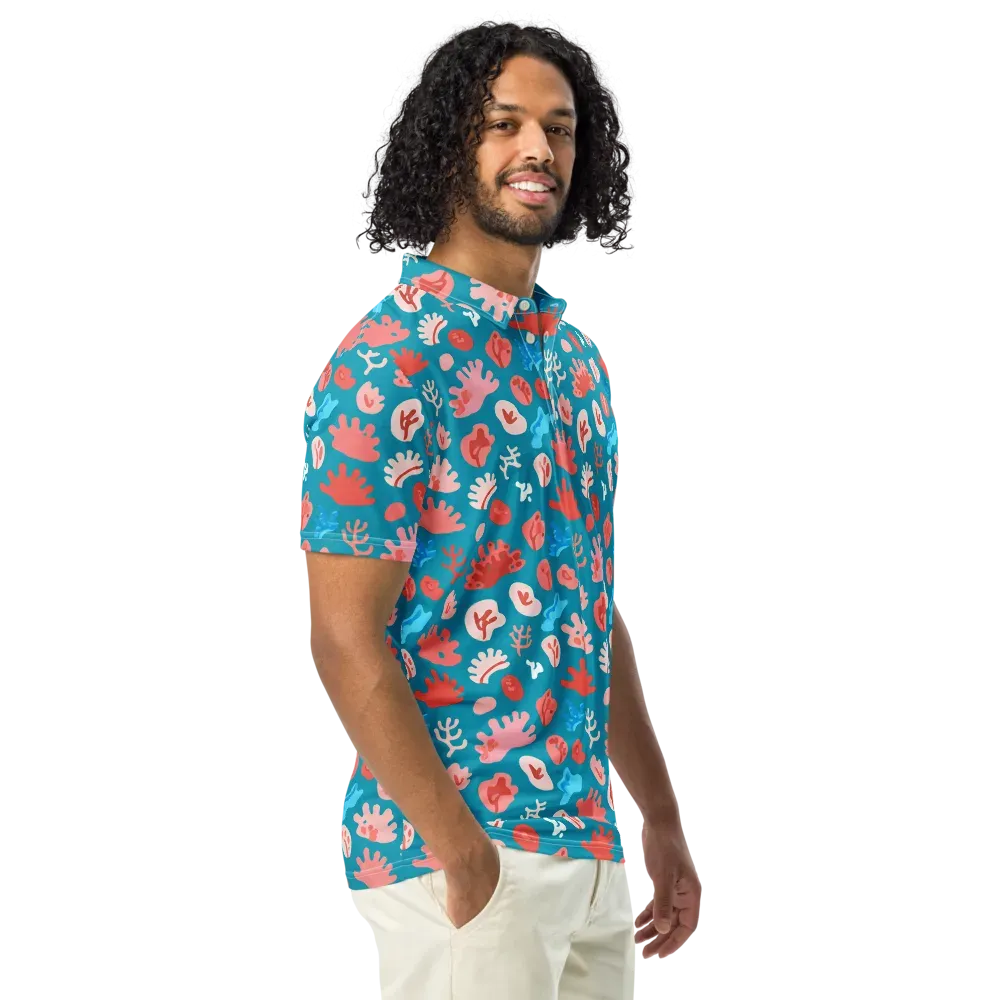 Teal Tidepool on Men's Slim Fit Polo Shirt — Right Front