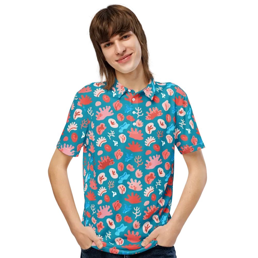 Teal Tidepool on Men's Slim Fit Polo Shirt — Front