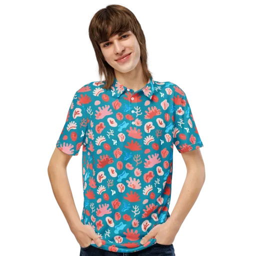 Teal Tidepool on a Men's Slim Fit Polo Shirt