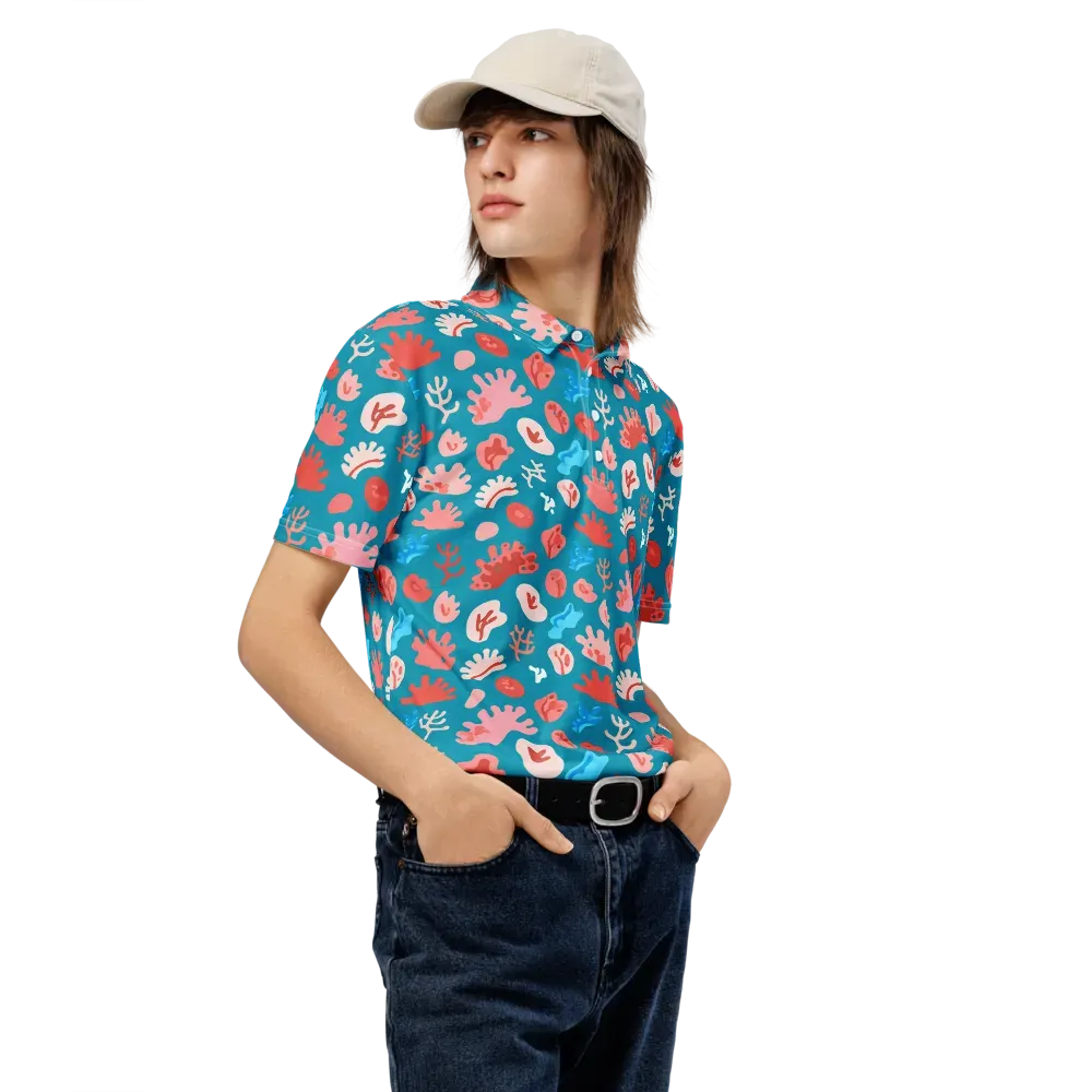 Teal Tidepool on Men's Slim Fit Polo Shirt — Right Front