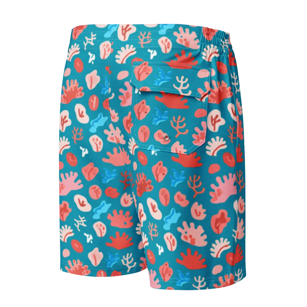 Teal Tidepool on Men's Board Shorts — Back