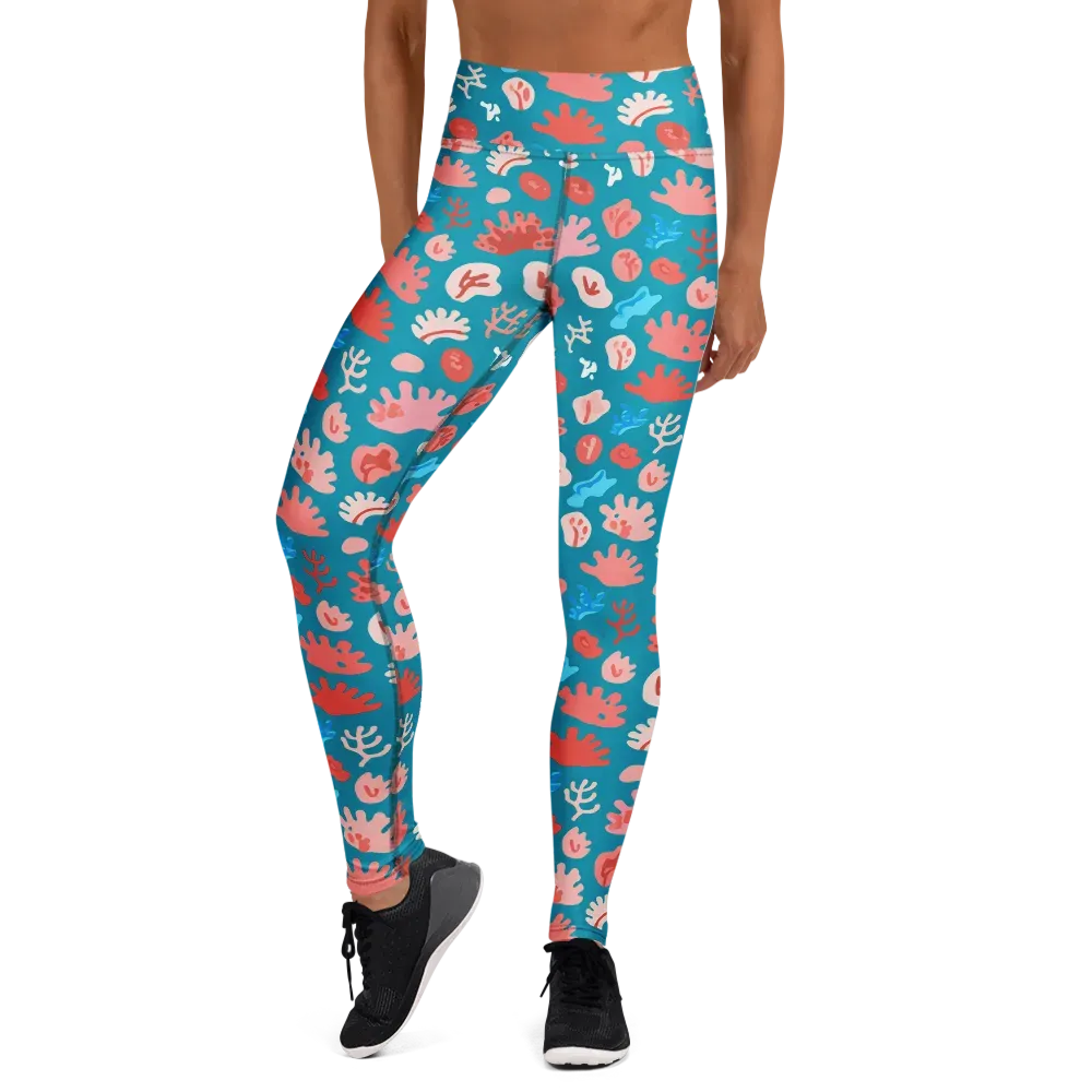 Teal Tidepool on Yoga Leggings — Front