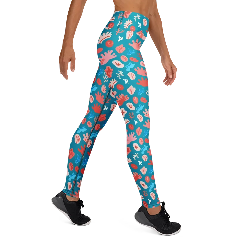 Teal Tidepool on Yoga Leggings — Right
