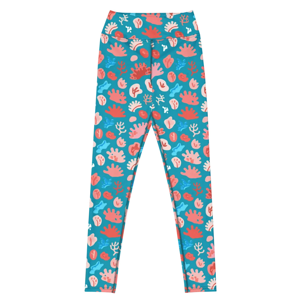 Teal Tidepool on Yoga Leggings — Front
