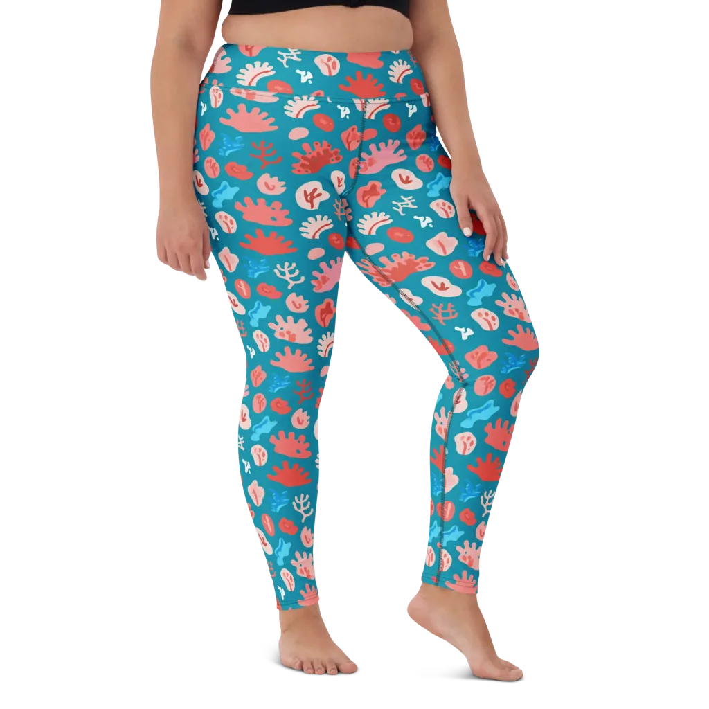 Teal Tidepool on Yoga Leggings — Front