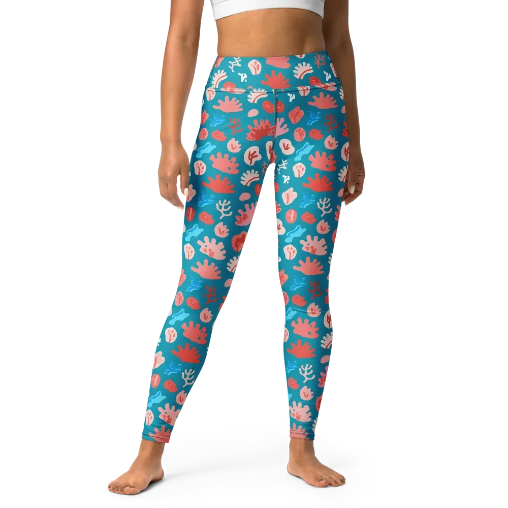 Teal Tidepool on Yoga Leggings — Front
