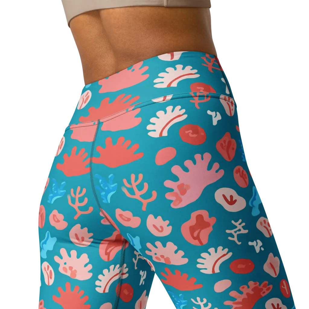 Teal Tidepool on Yoga Leggings — Back