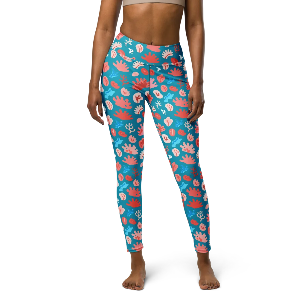 Teal Tidepool on Yoga Leggings — Front