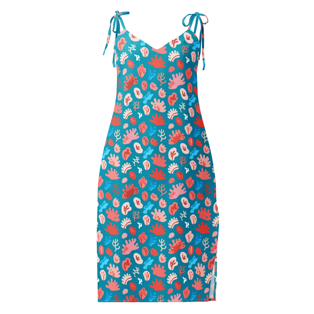 Teal Tidepool on Slip Dress — Front