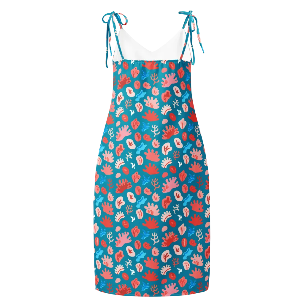 Teal Tidepool on Slip Dress — Back