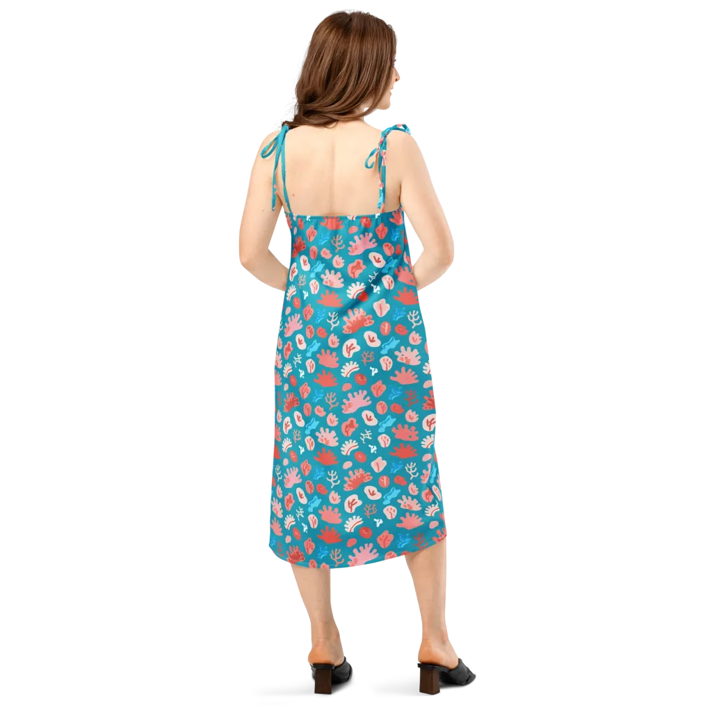 Teal Tidepool on Slip Dress — Back