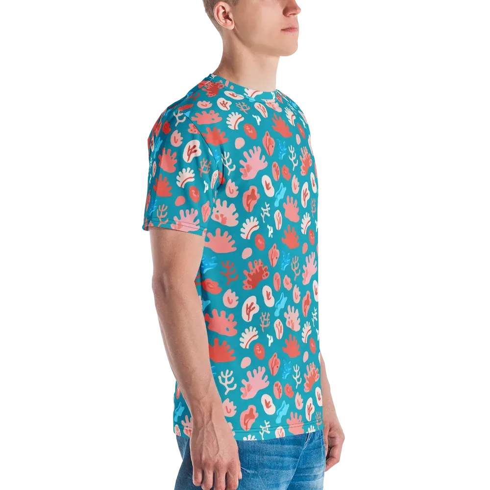 Teal Tidepool on Men's Crew Neck T-Shirt — Right