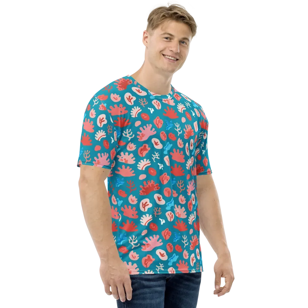 Teal Tidepool on Men's Crew Neck T-Shirt — Right